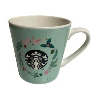 Starbucks Collectible Green & Pink Christmas Mug- 2019-18 ounce